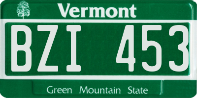 VT license plate BZI453