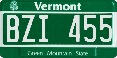 VT license plate BZI455