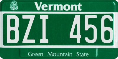 VT license plate BZI456