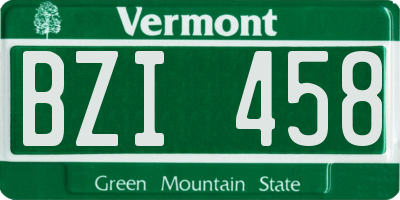 VT license plate BZI458