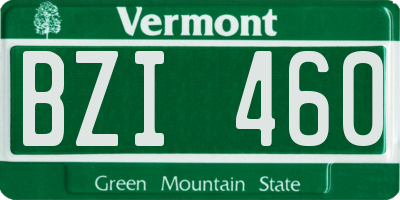 VT license plate BZI460