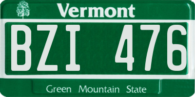 VT license plate BZI476