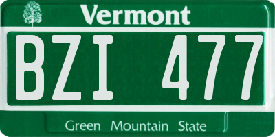 VT license plate BZI477