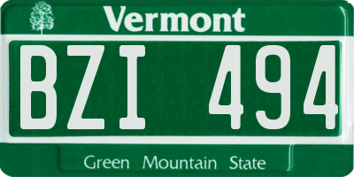 VT license plate BZI494