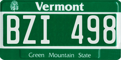 VT license plate BZI498