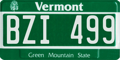 VT license plate BZI499