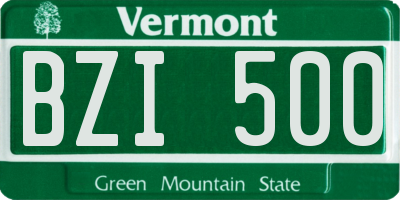 VT license plate BZI500