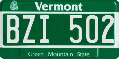 VT license plate BZI502