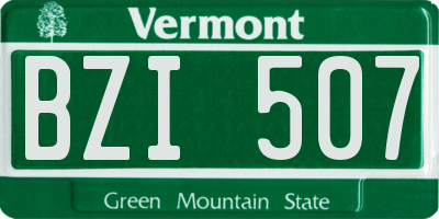 VT license plate BZI507