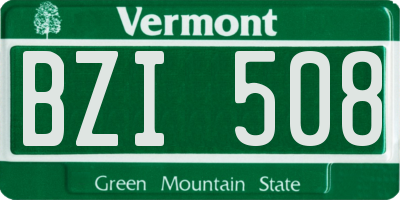 VT license plate BZI508