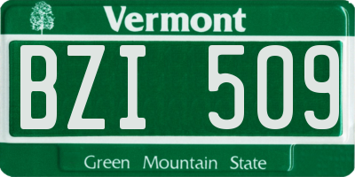 VT license plate BZI509