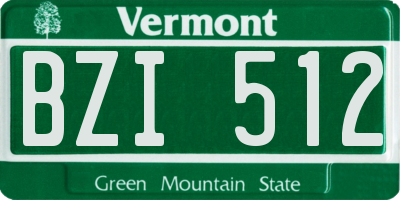 VT license plate BZI512