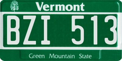 VT license plate BZI513