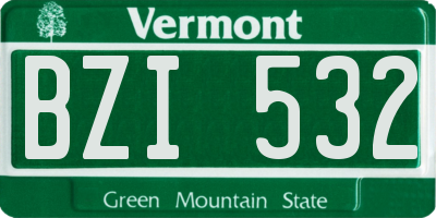 VT license plate BZI532