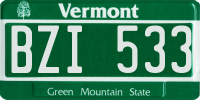 VT license plate BZI533