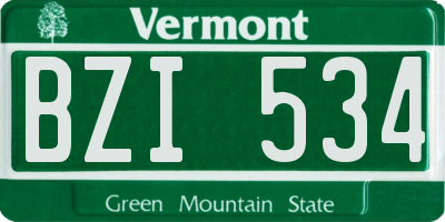 VT license plate BZI534