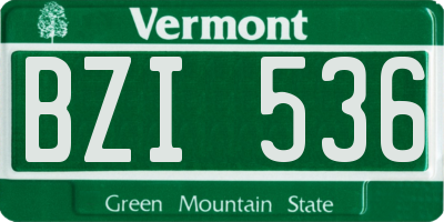 VT license plate BZI536