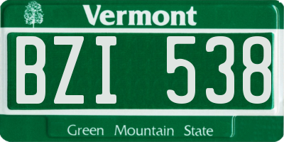 VT license plate BZI538