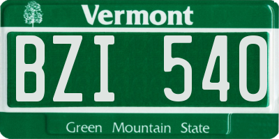 VT license plate BZI540