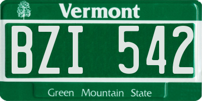 VT license plate BZI542