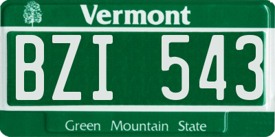 VT license plate BZI543