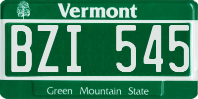 VT license plate BZI545