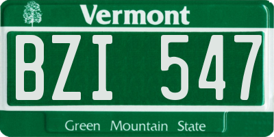 VT license plate BZI547