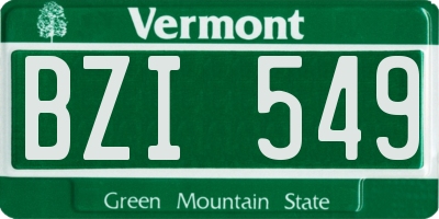 VT license plate BZI549