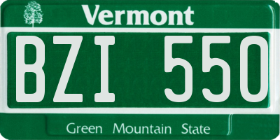 VT license plate BZI550