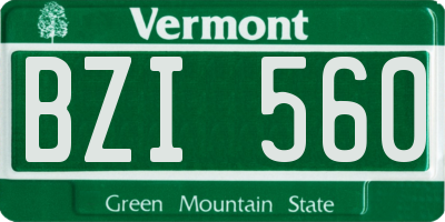 VT license plate BZI560