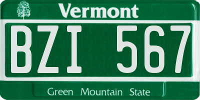 VT license plate BZI567