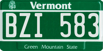VT license plate BZI583