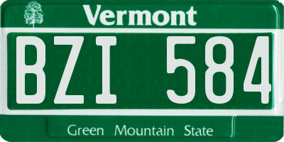 VT license plate BZI584