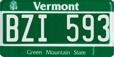VT license plate BZI593