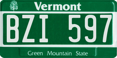 VT license plate BZI597