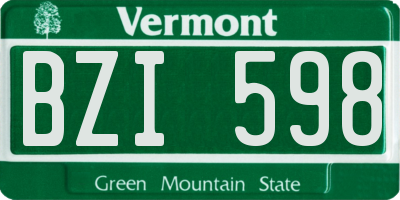 VT license plate BZI598