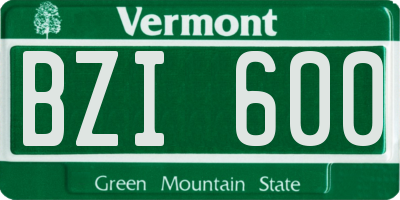 VT license plate BZI600
