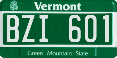 VT license plate BZI601
