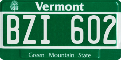 VT license plate BZI602
