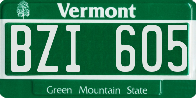 VT license plate BZI605