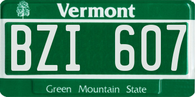 VT license plate BZI607