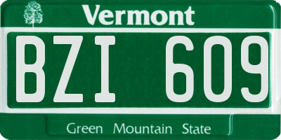VT license plate BZI609