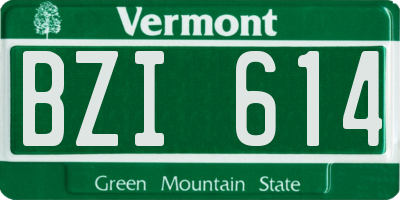 VT license plate BZI614