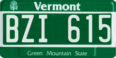 VT license plate BZI615