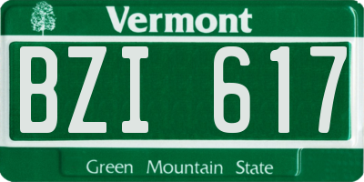 VT license plate BZI617
