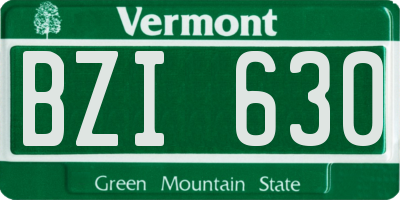 VT license plate BZI630