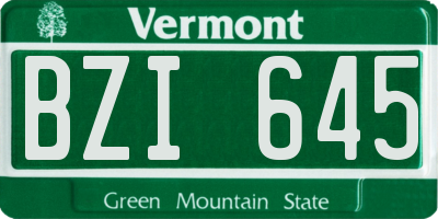 VT license plate BZI645