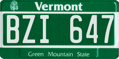 VT license plate BZI647