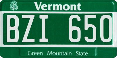 VT license plate BZI650