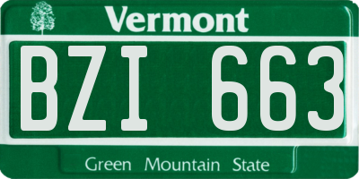 VT license plate BZI663